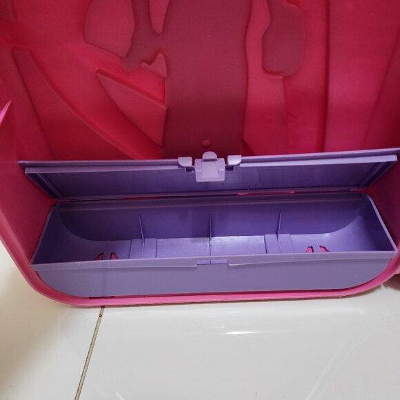 Barbie Rolling Doll Suitcase Storage Case 2001 Pull Handle Travel Trunk - Picture 2 of 8